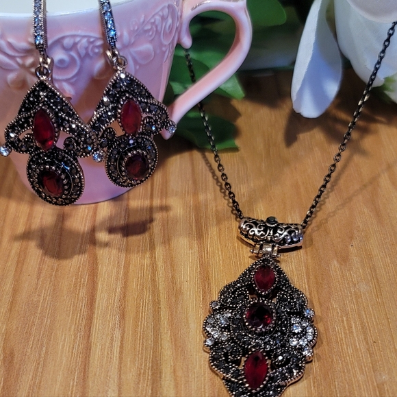 Turkish Vintage Looking Jewelry Set for Women,NEW,Antique,Wedding,HandmadeGift - Picture 3 of 8